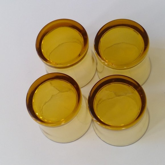 Set of 4 Vintage Cocktail/ Old Fashioned / On the rocks Amber Flared Rim Glasses - Picture 3 of 8